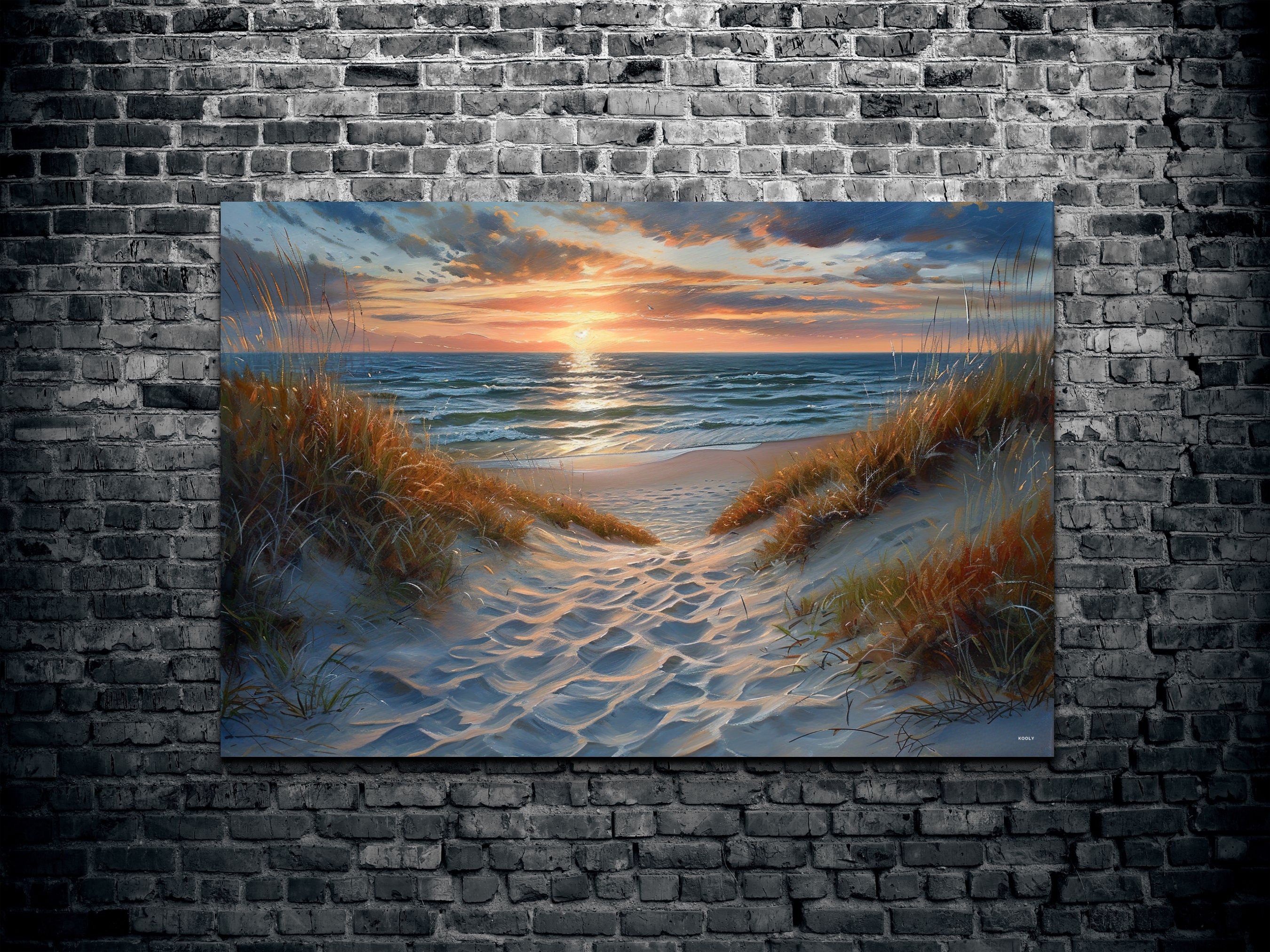Sand Dunes on Beach Canvas Wall Art Print, Beach Wall Art Canvas Beach ...
