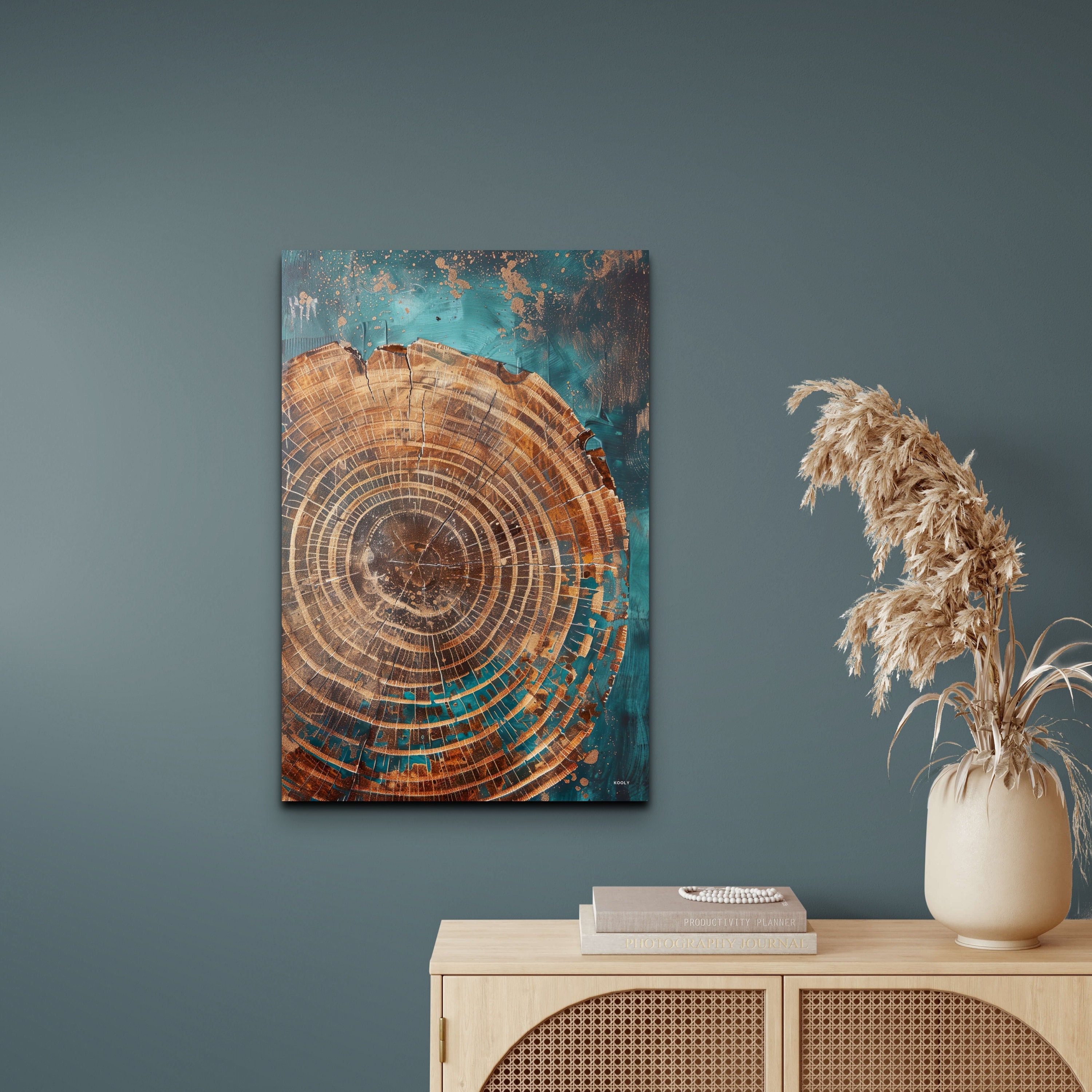 抽象的な木の年輪ギャラリー、すぐに掛けられるキャンバス壁アート