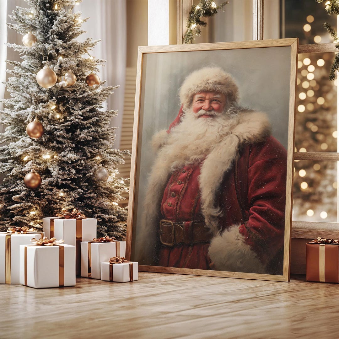 Classic Santa Claus Portrait in Red Coat - Etsy