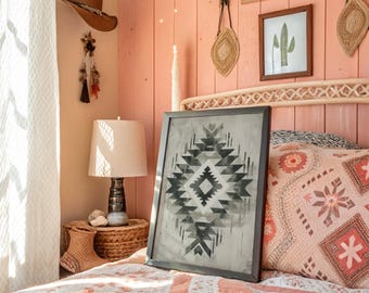Southwestern Geometric Pattern Rustic Neutral Wall Art