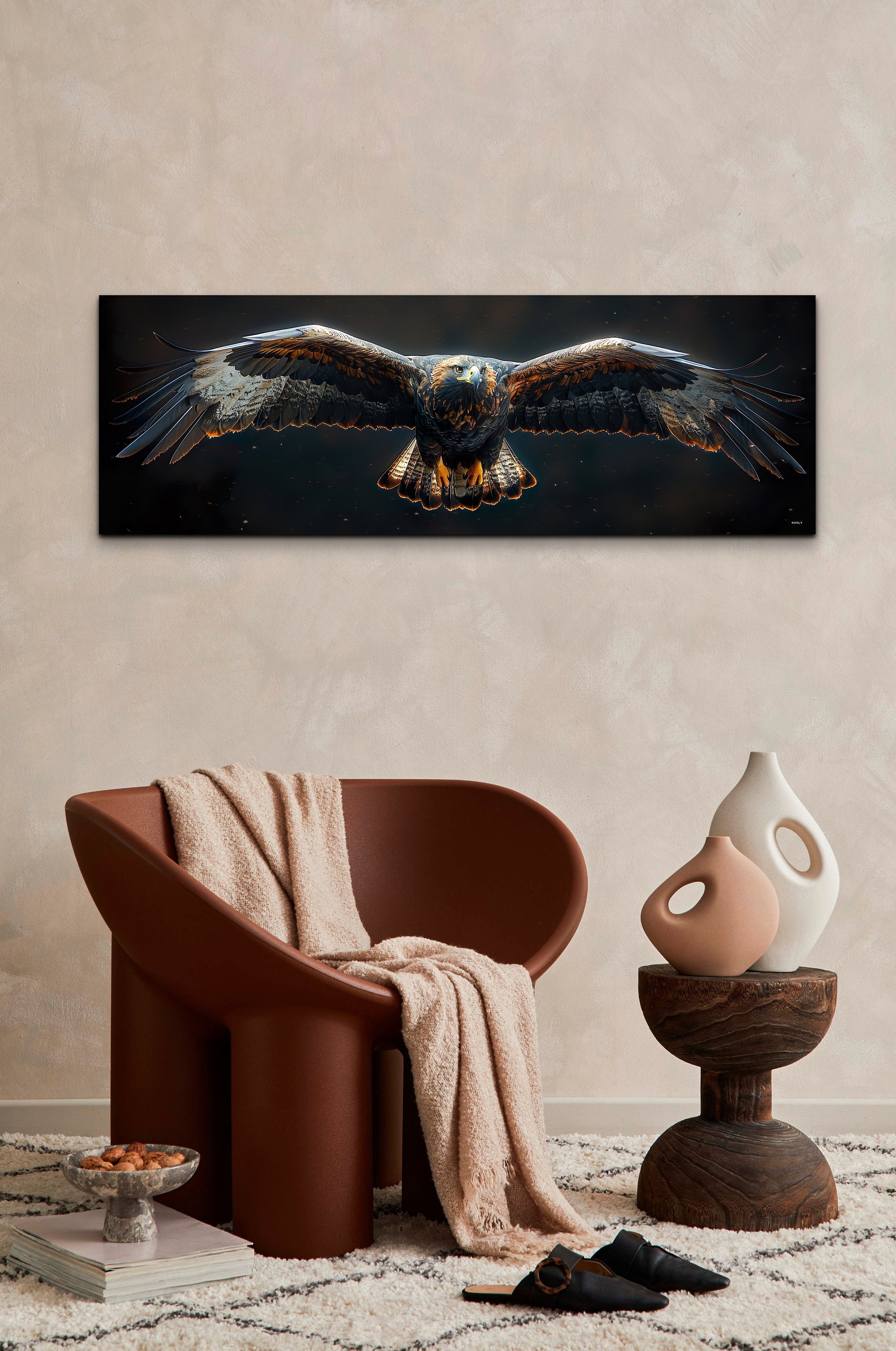 Golden Eagle Wall Art Canvas Print, Eagle Flying Nature Scene, Majestic ...