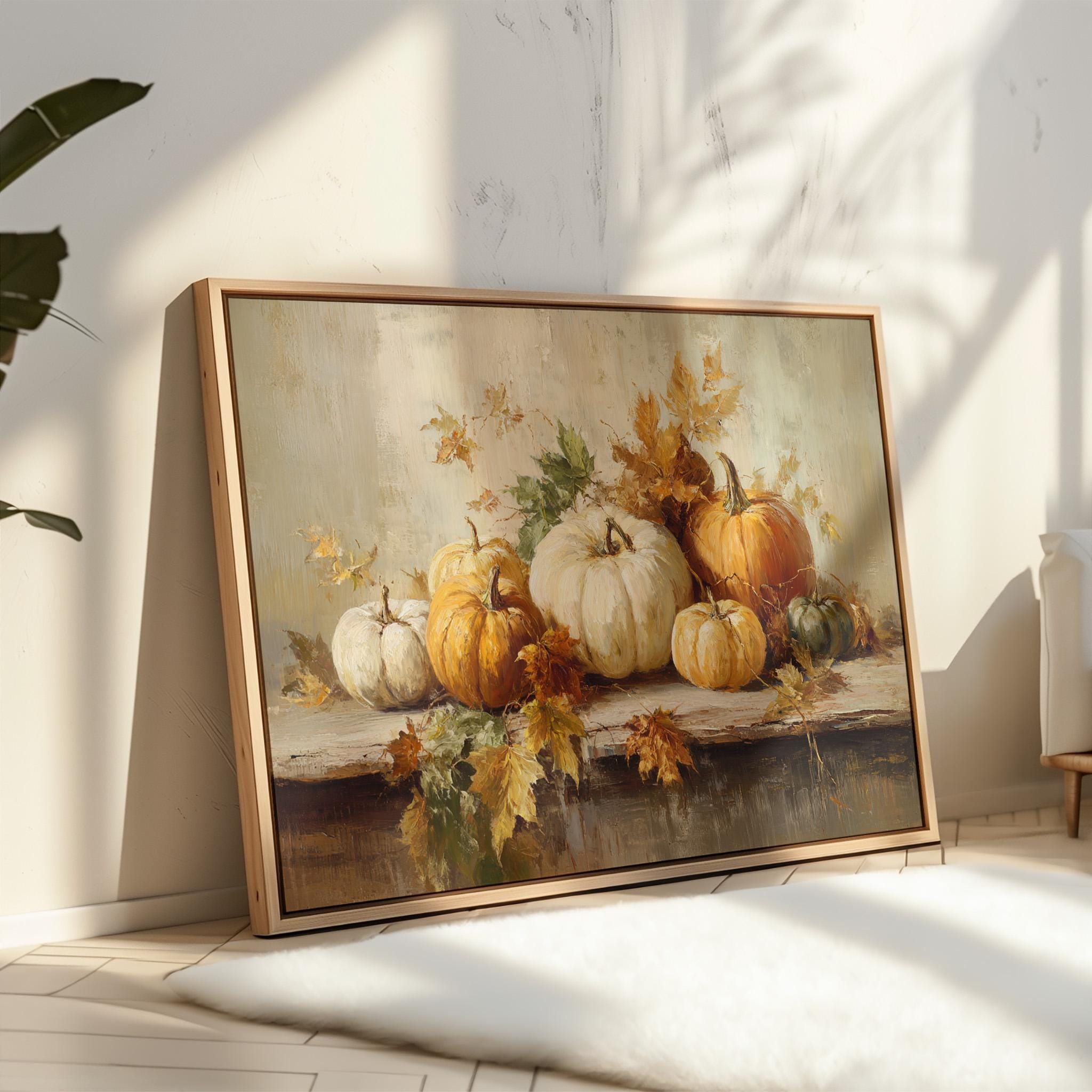 Autumn Pumpkin Still Life Art | Harvest Canvas Print for Cozy Halloween ...