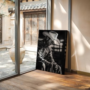 Cowboy at Rest | Black and White Western Wall Art