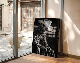 Cowboy at Rest | Black and White Western Wall Art