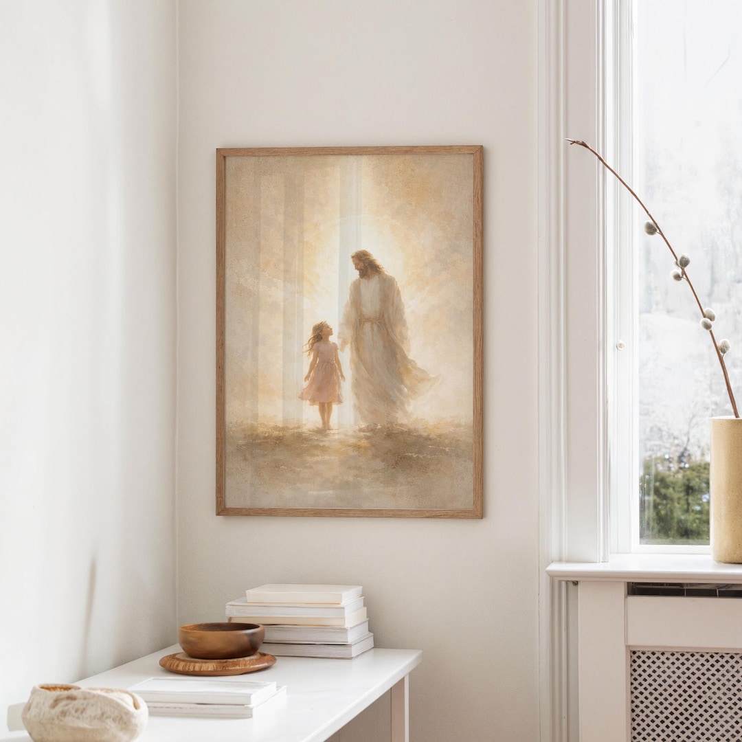 Jesus Walks With Child | Peaceful Heavenly Moment in Soft Light - Etsy