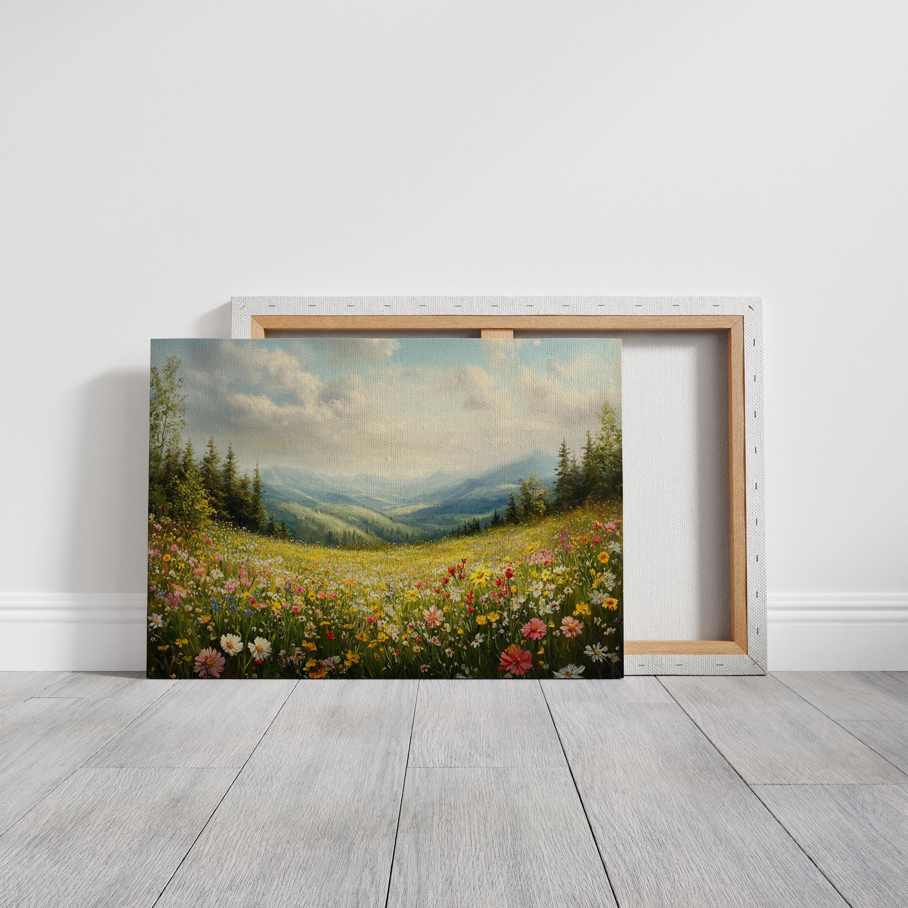 Vibrant Wildflower Meadow Canvas Art – Colorful Alpine Landscape With ...