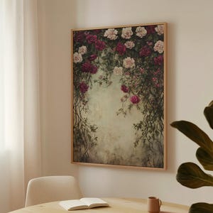 Vintage Rose Garden Canvas Art - Rustic Floral Wall Décor, Romantic Botanical Artwork, Shabby Chic Aesthetic