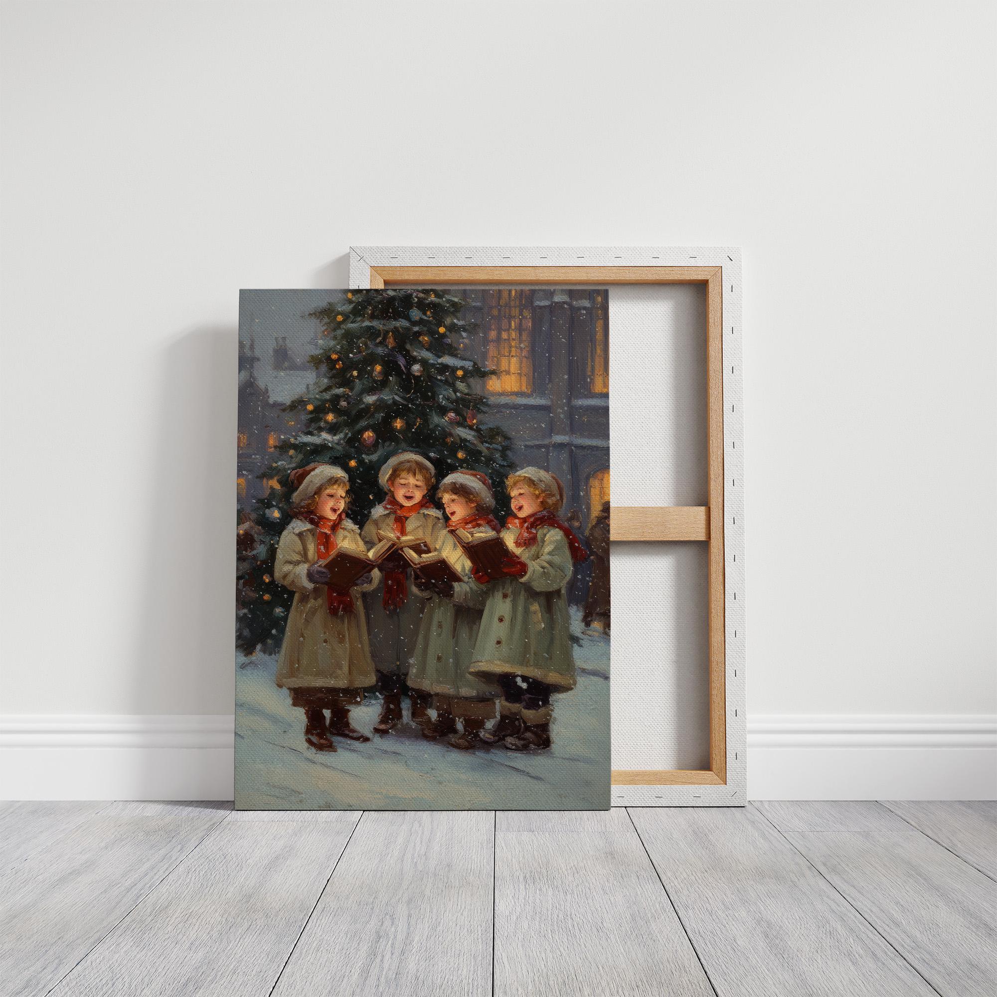 ビクトリア朝のクリスマスキャロルを歌う冬の壁画 - Etsy 日本
