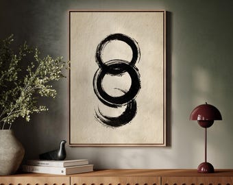 Zen Ink Circle Canvas | Minimalist Japanese Enso Wall Art