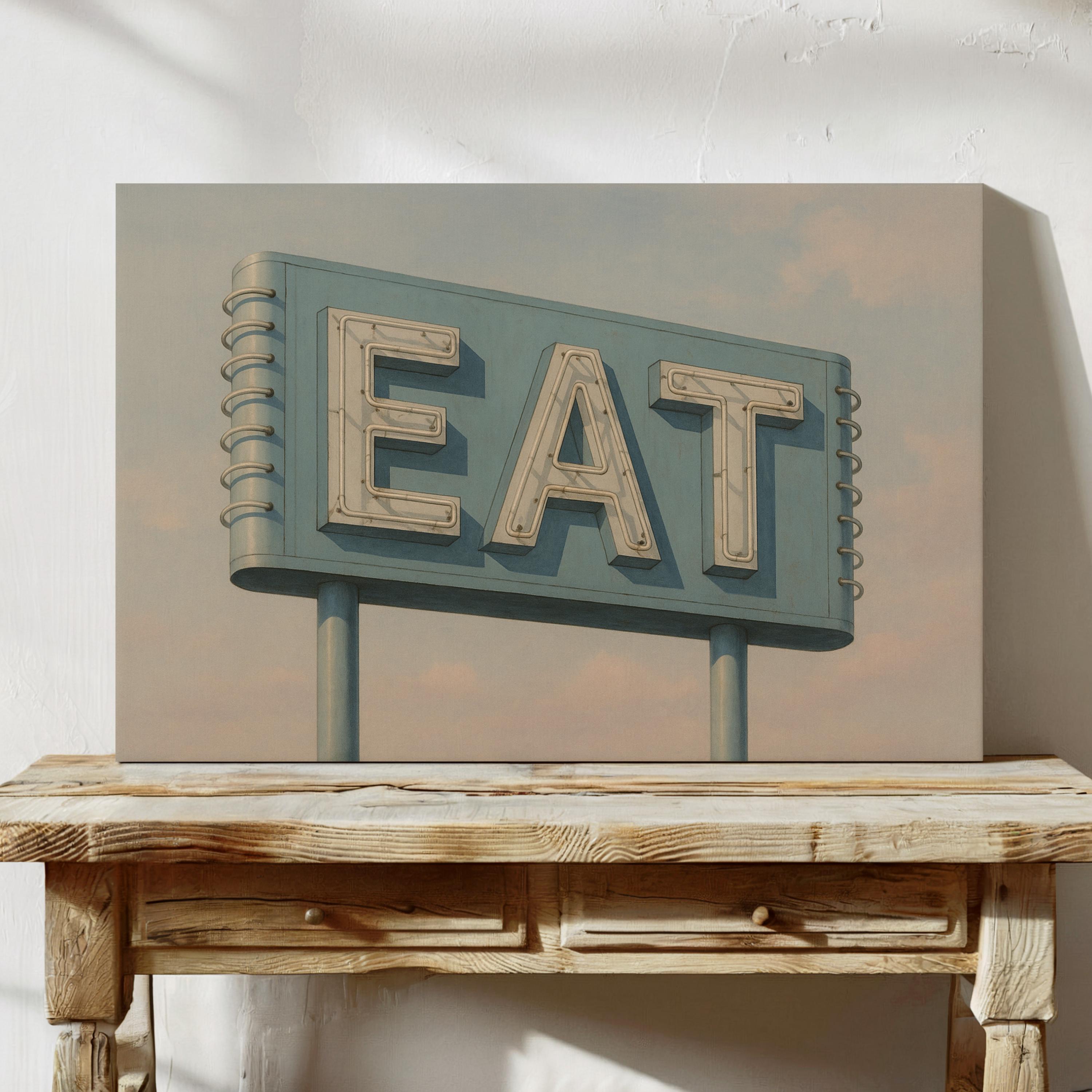 Museum Sign Eat Retro Diner EAT Sign Wall Art – Vintage Neon Style Americana Poster for ...