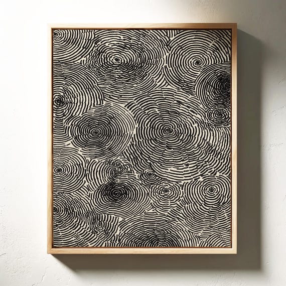 Black and White Tree Rings | Modern Minimalist Nature Abstract Art