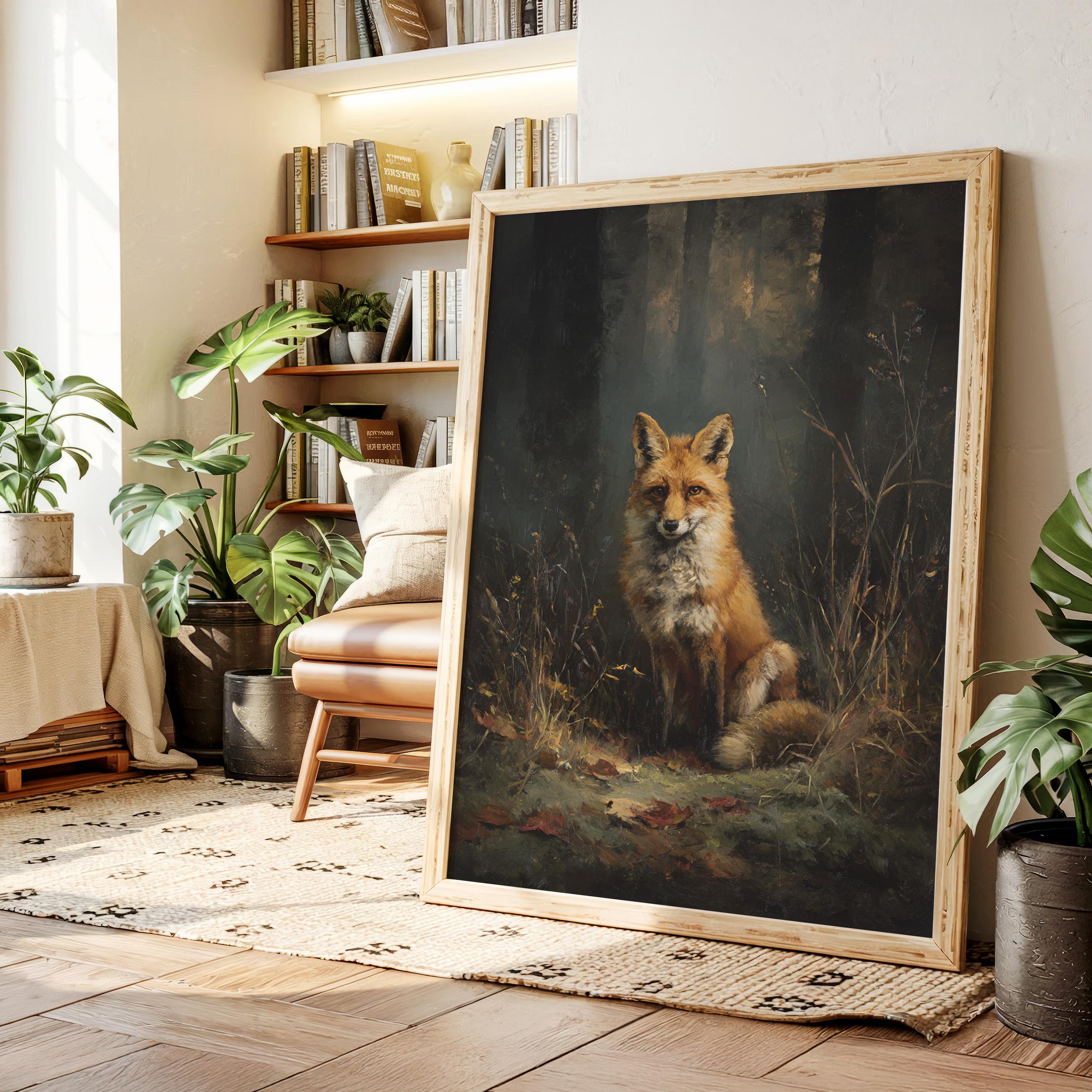 Rustic Fox Image Rustic Fox Wall Art Canvas, Realistic Woodland Animal Painting, Autumn ...