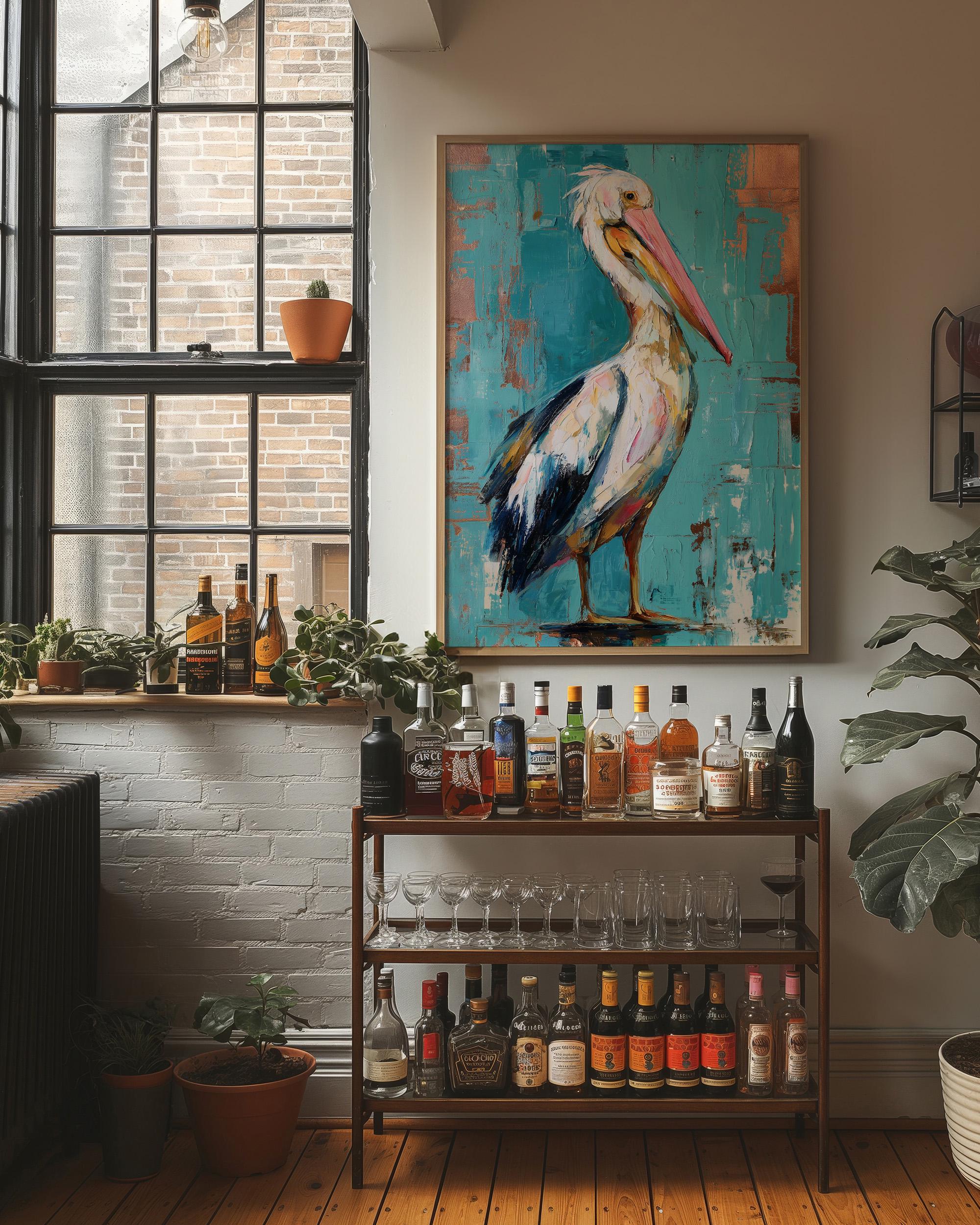 Colorful Pelican Abstract Coastal Wall Art - Etsy