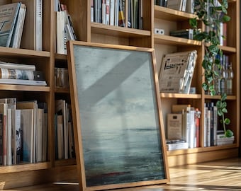 Abstract Seascape Painting in Soft Blue Tones