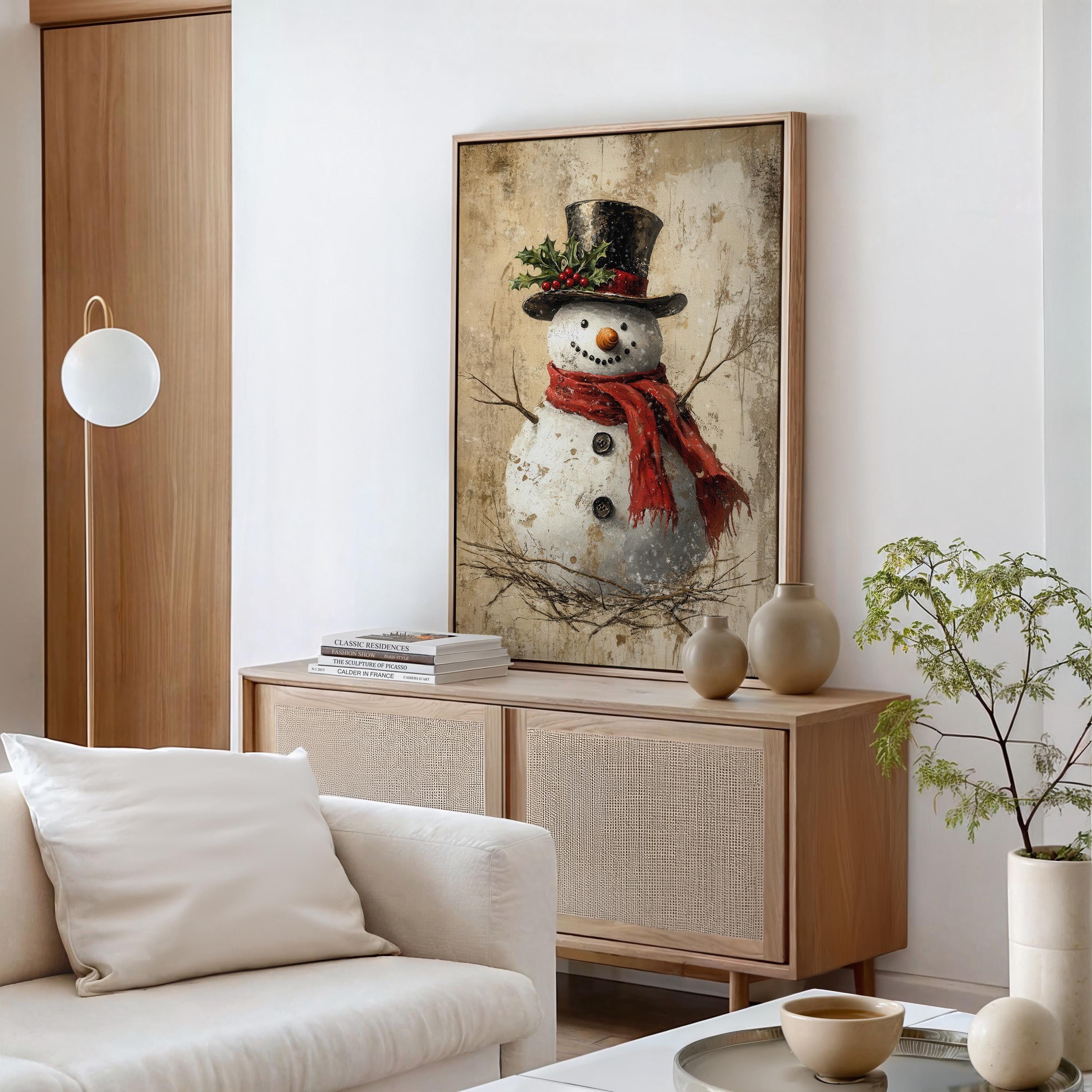 DECORAZIONE DA PARETE albero genealogico con cornici foto di Natale decorazione pupazzo di neve