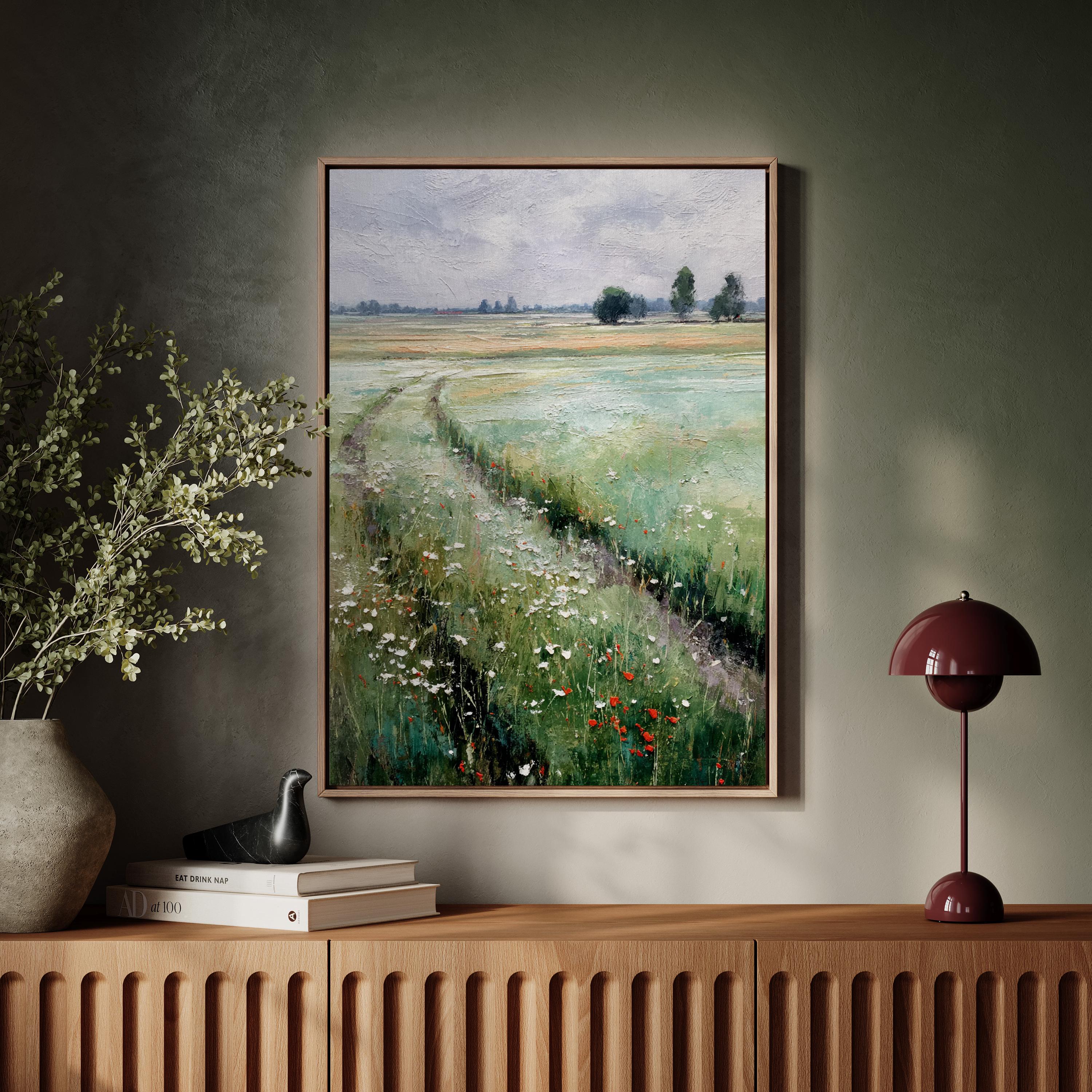 野花の草原の風景油絵 - Etsy 日本