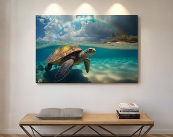 Sea Creature Wall Art - Modern Turtle Paintings For Home