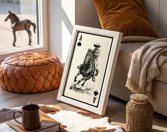 As de espadas Jinete vaquero / Arte de naipes del oeste