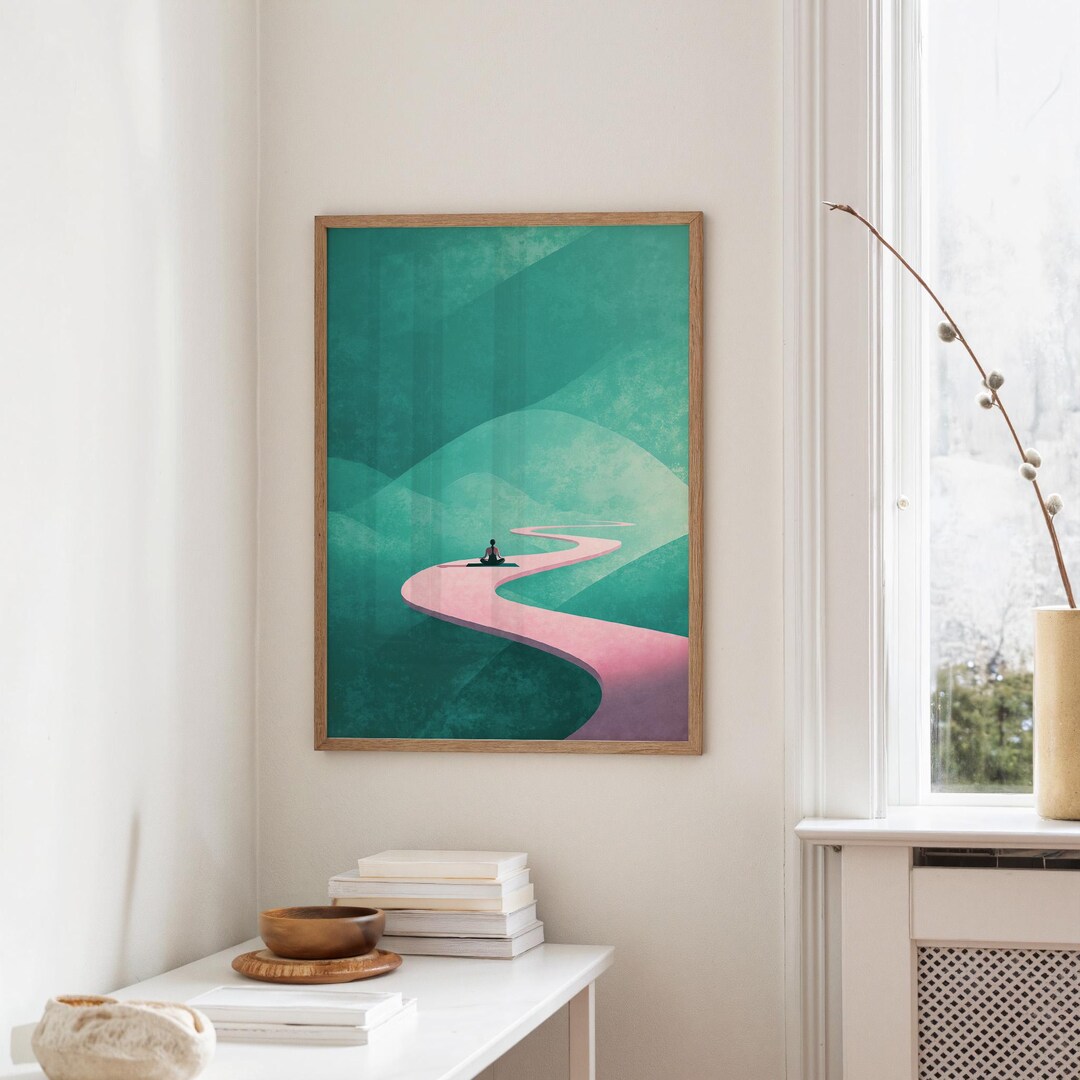 Minimal Yoga Landscape | Serene Meditation Path Wall Art - Etsy
