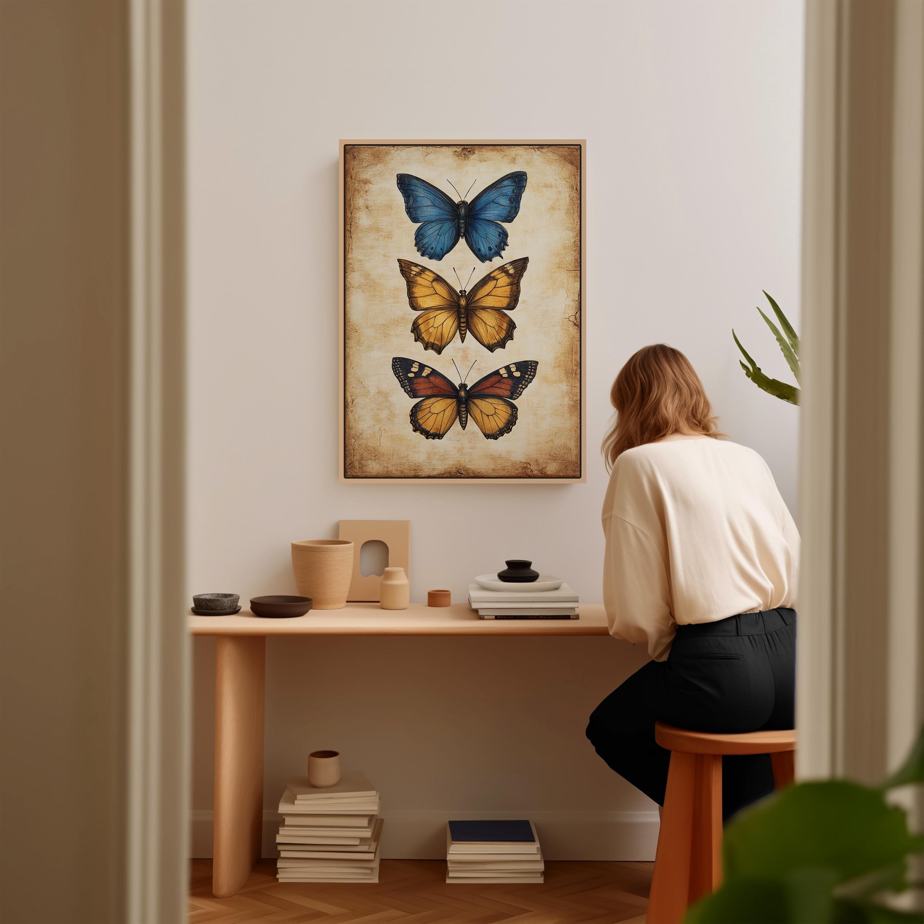 Vintage Butterfly Art Print, Antique Entomology Wall Decor, Rustic ...