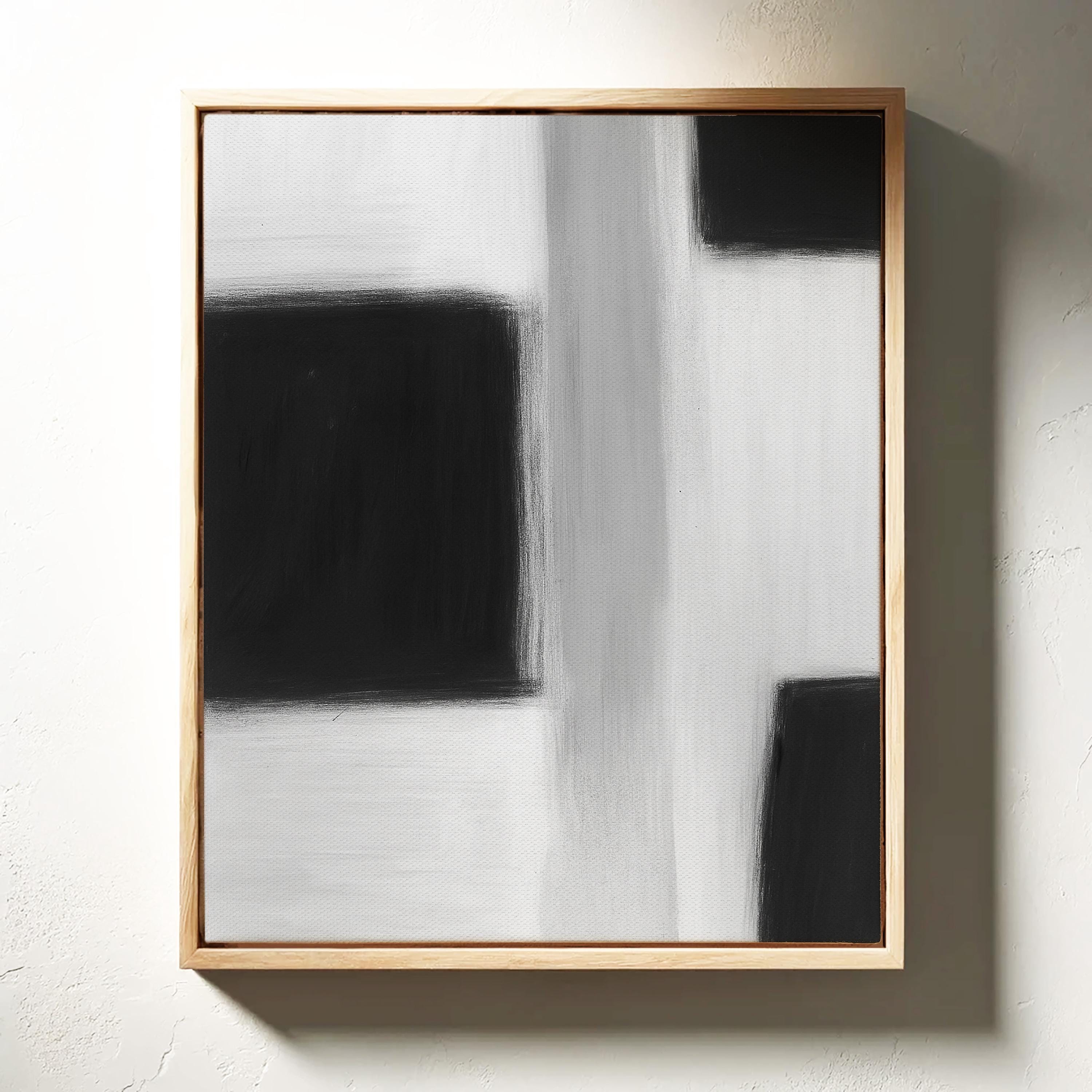 Modern Abstract Black and White Canvas Print – Bold Minimalist Wall Art ...