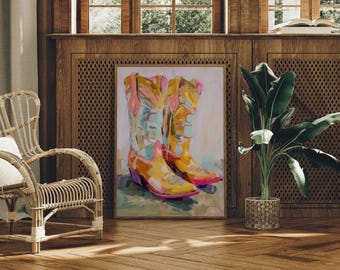 Bunte Cowboy Boots Abstrakte Western Malerei