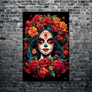 Arte de la pared del lienzo del Día de los Muertos, arte de la pared del Día de los Muertos