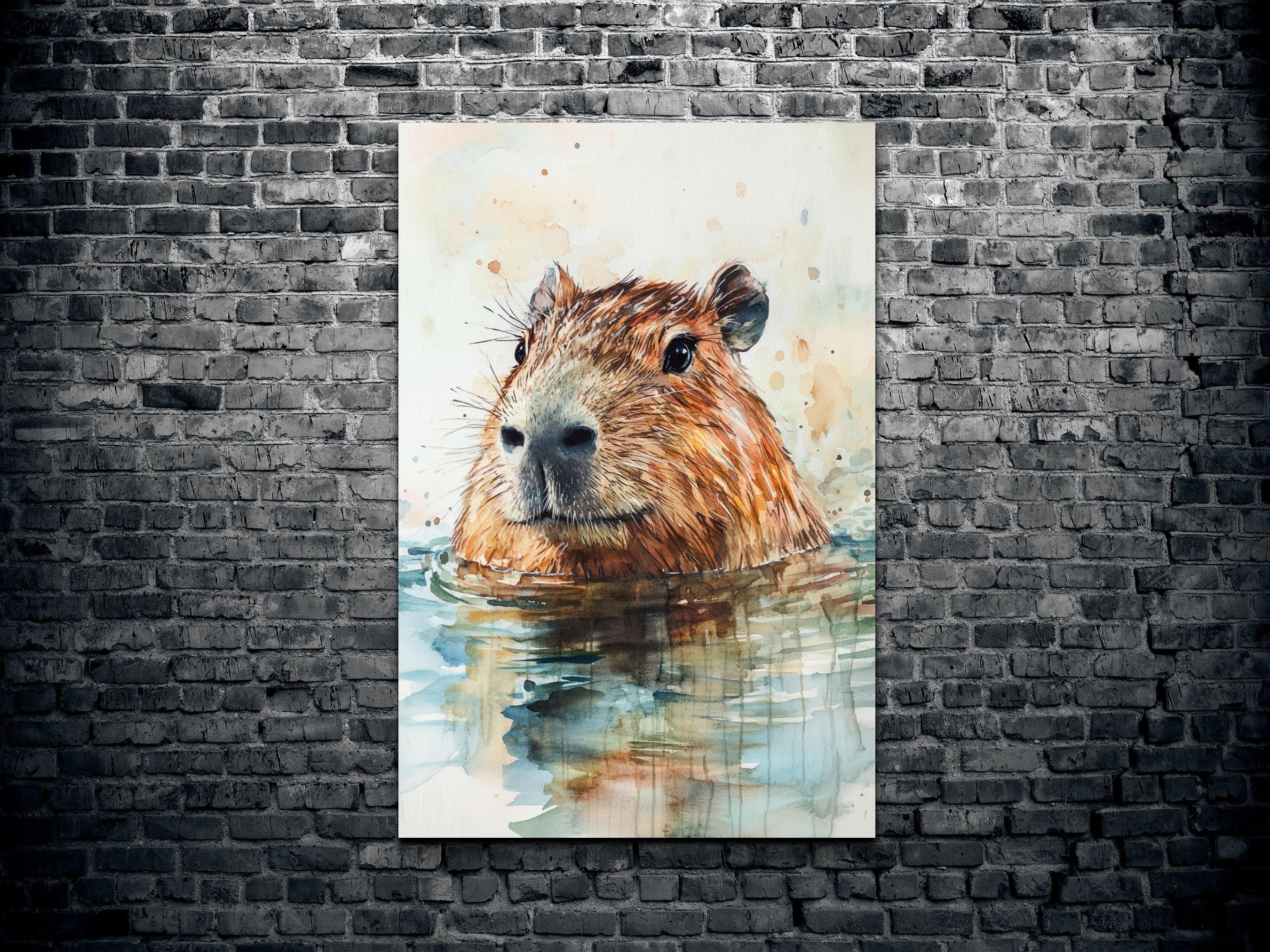 Capybara Watercolor Ready To Hang Premium Canvas Wall Art Print Wall Capybara Watercolor Ready To Hang Premium Canvas Wall Art Print Wall