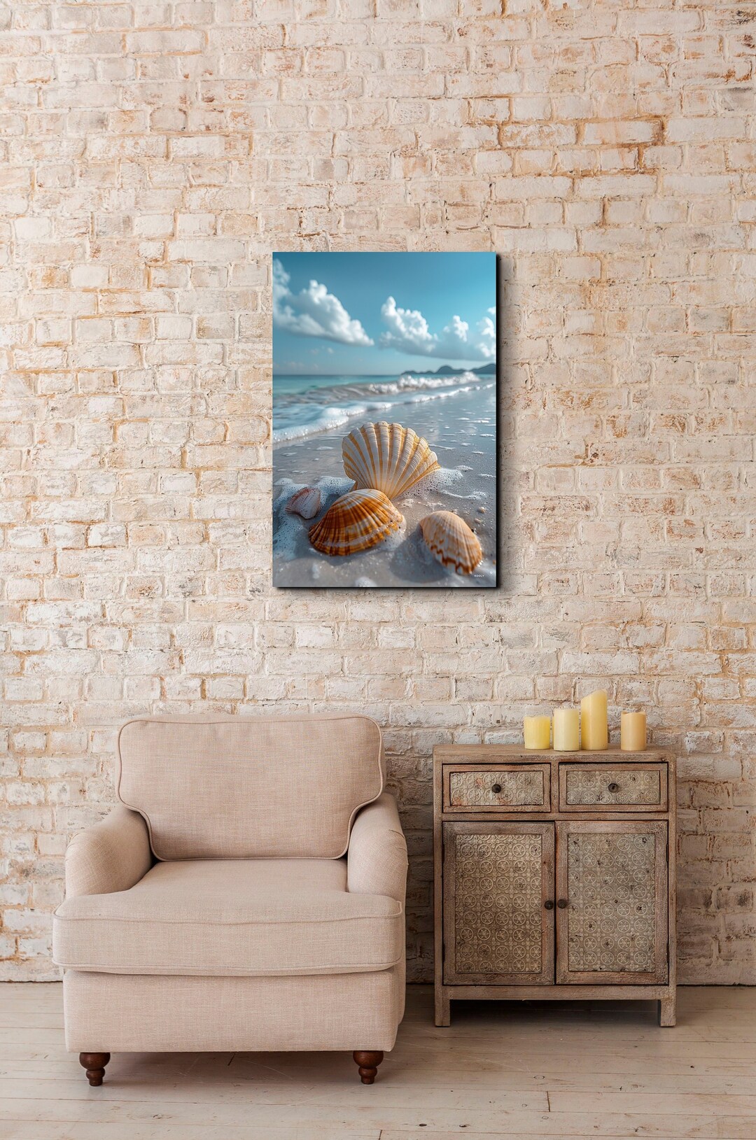 Sea Shell Canvas Wall Art Print, Ocean Beach Wall Decor, Extra Large