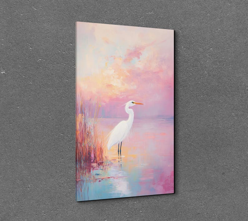 Watercolor Blue Herron Ready to Hang Canvas Wall Art, Herron Art