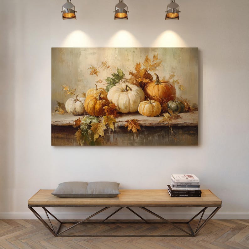 Autumn Pumpkin Still Life Art | Harvest Canvas Print for Cozy Halloween ...