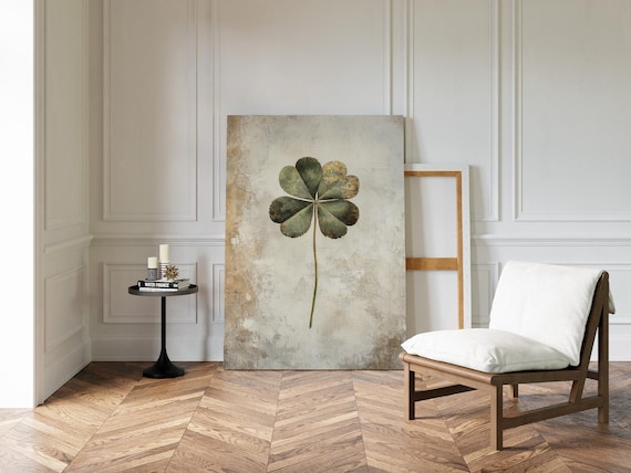 Elegant Four-leaf Clover Wall Art With Rustic Gold Accents for