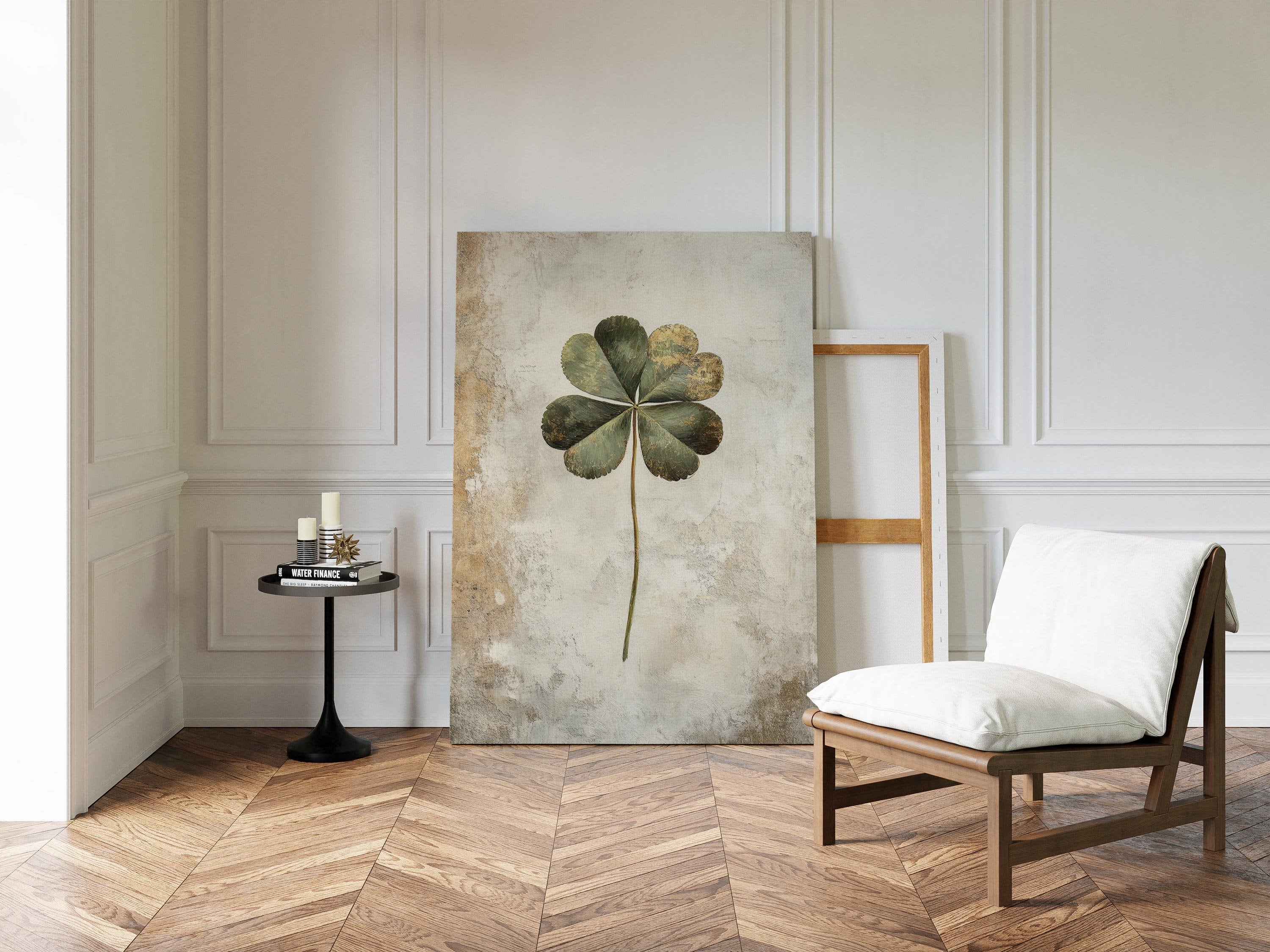 Elegant Four-leaf Clover Wall Art With Rustic Gold Accents for