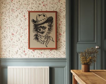 Cowboy Dog in Hat and Bandana Western Art