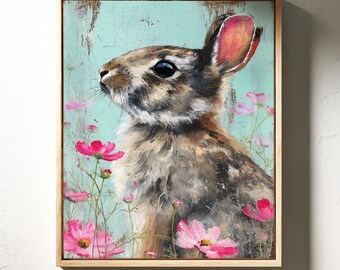 Lapin lunatique parmi les fleurs sauvages