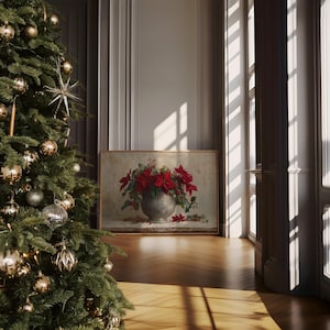 Christmas Poinsettia Bouquet in Silver Vase
