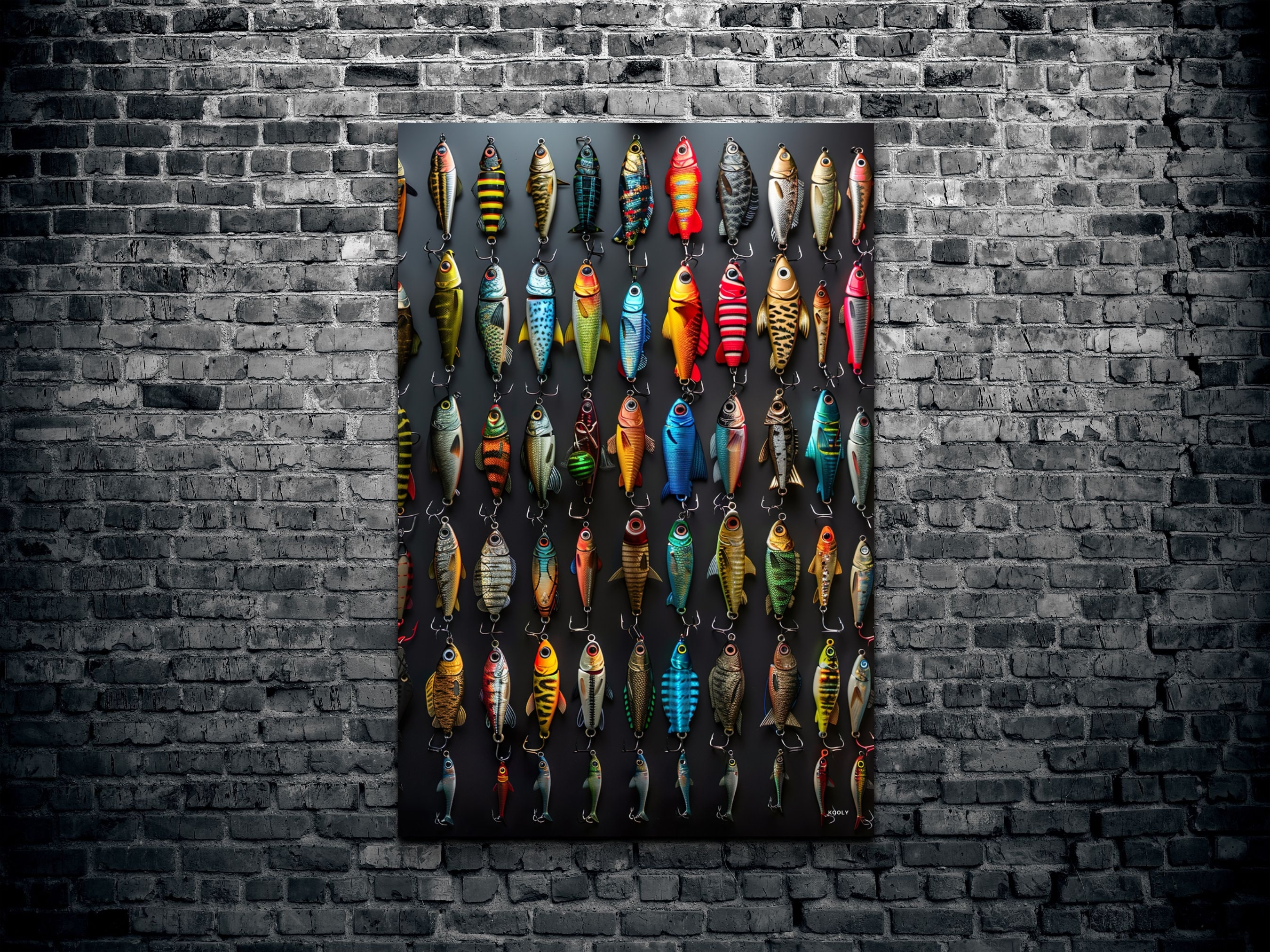 Fishing Lures Canvas Wall Art Print, Fishing Decor Canvas, Man Cave Art