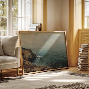 Coastal Cliff Canvas Art - Serene Ocean View with Rugged Cliffs, Tranquil Seaside Landscape Wall Decor for Nature Lovers