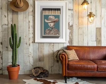 Vintage Cowgirl Matchbox with Ornate Western Illustration