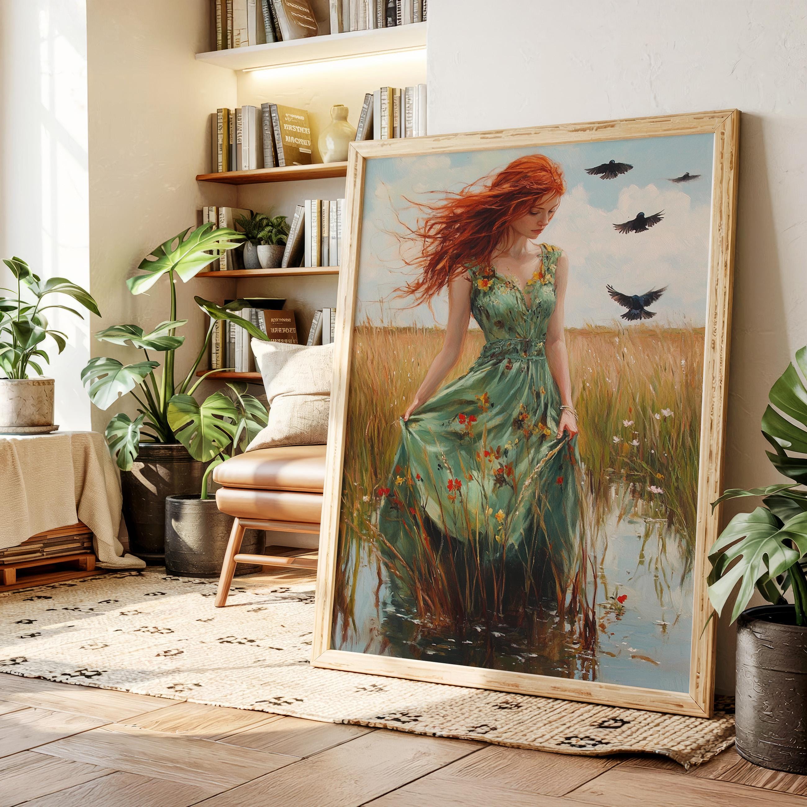 24x36 Redhead Canvas Art Poster - Wall Decor Painting Print In Multi-Color