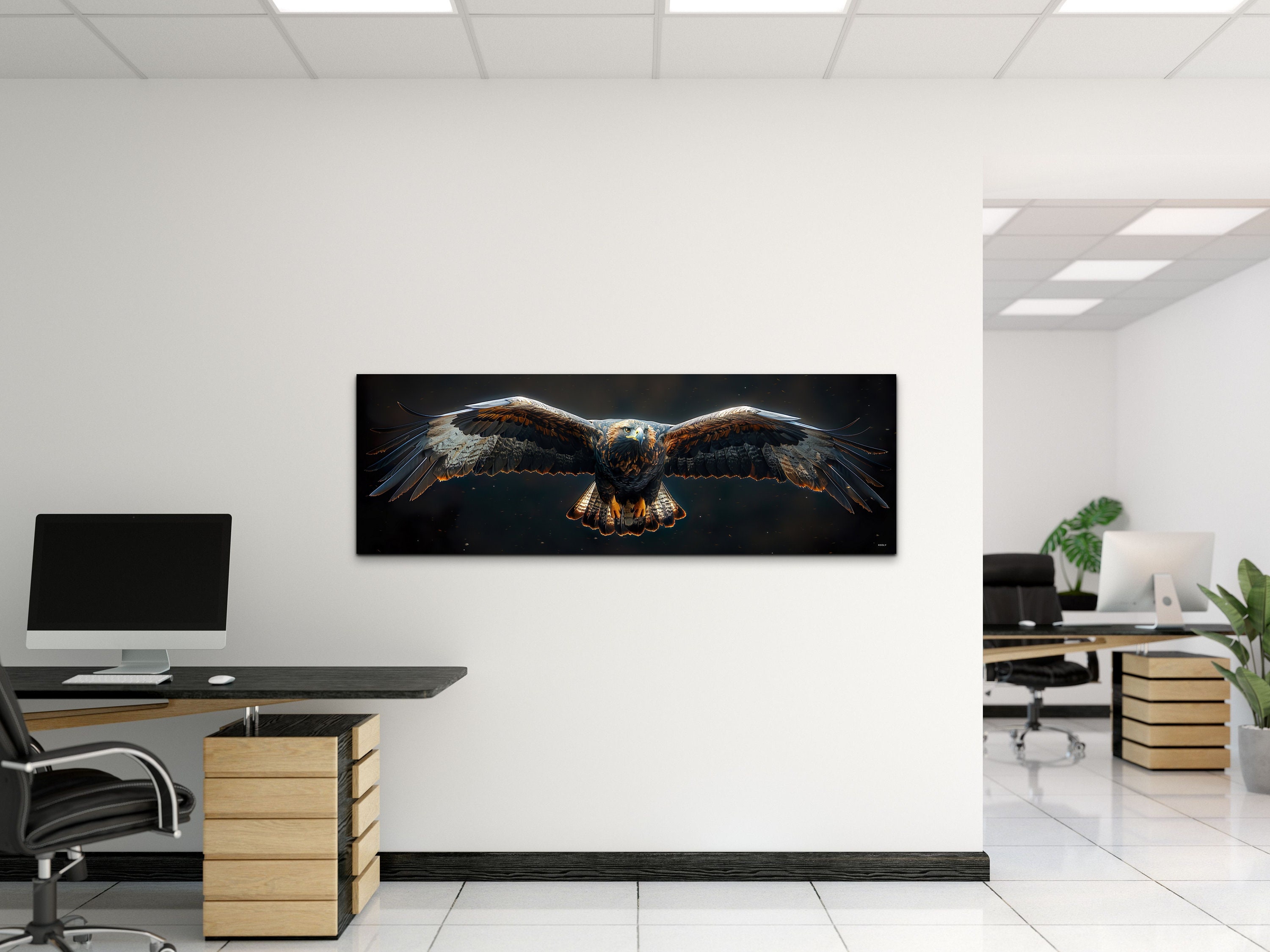 Golden Eagle Wall Art Canvas Print, Eagle Flying Nature Scene, Majestic ...