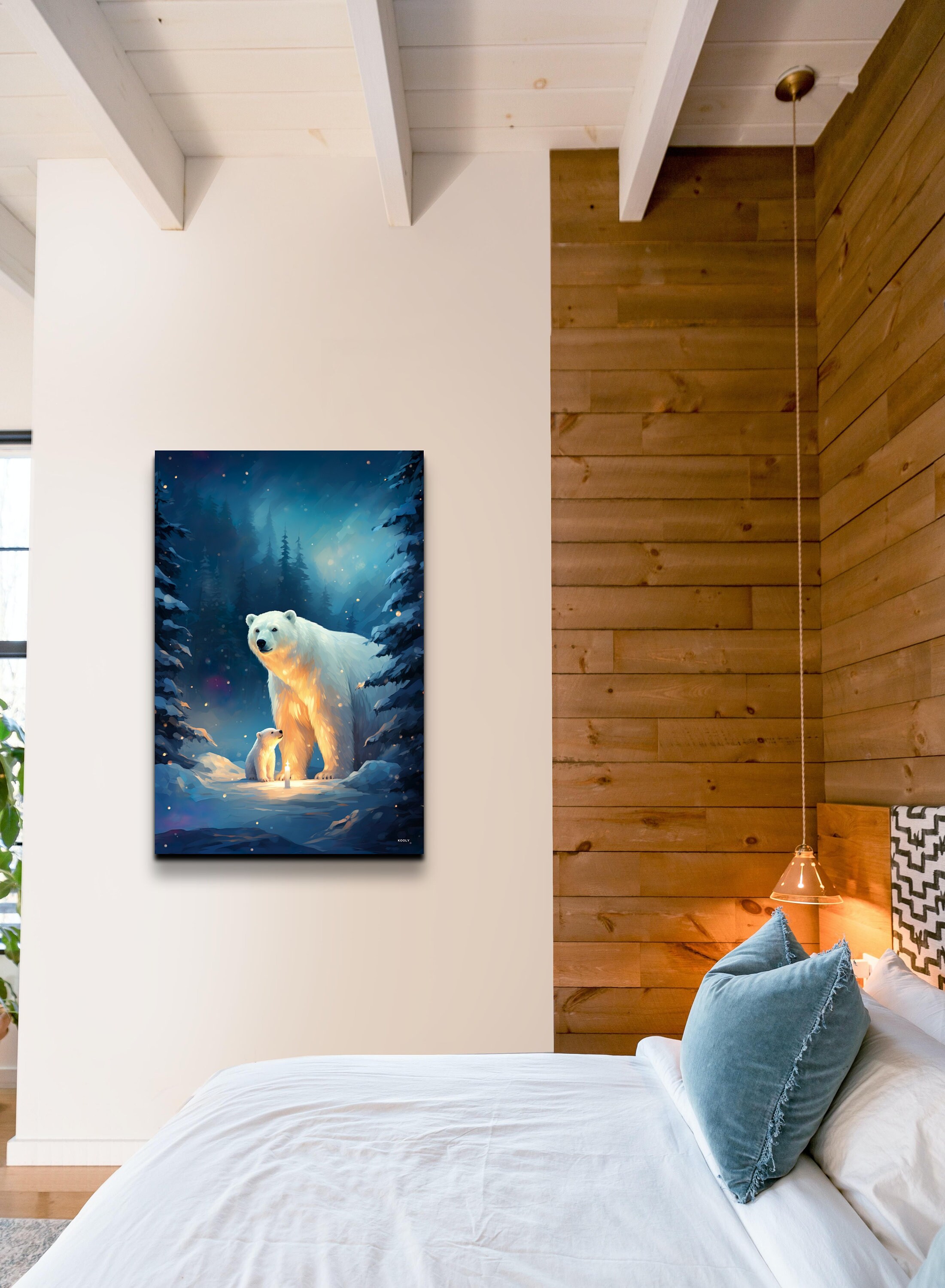 Polar Bear Canvas Wall Art Polar Bear and Cub Art Bear Canvas Print