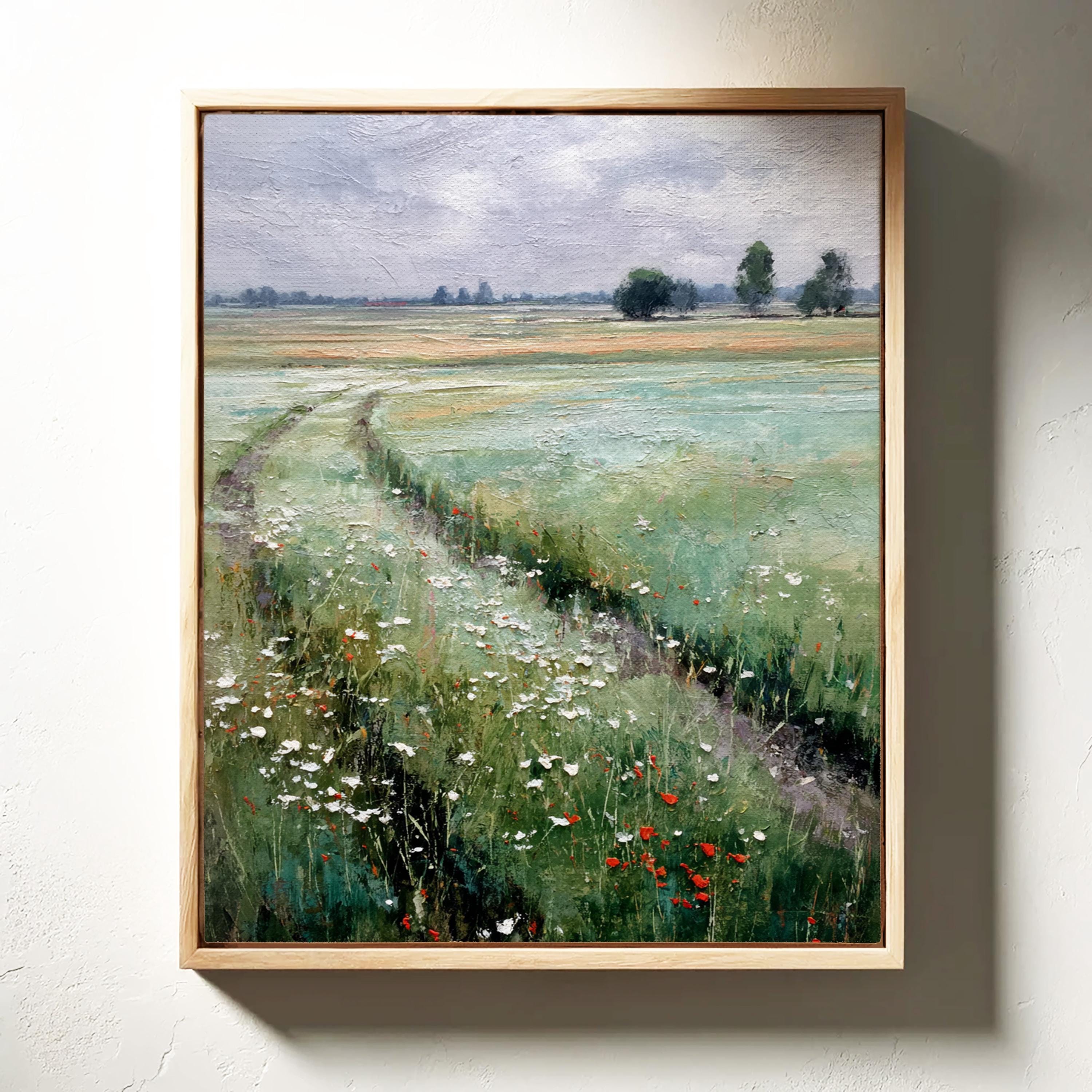 野花の草原の風景油絵 - Etsy 日本