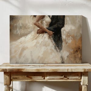 Romantic Wedding Couple Embrace Canvas Wall Art - Elegant Hangable Artwork for Bedroom, Living Room, or Wedding Gift Decor
