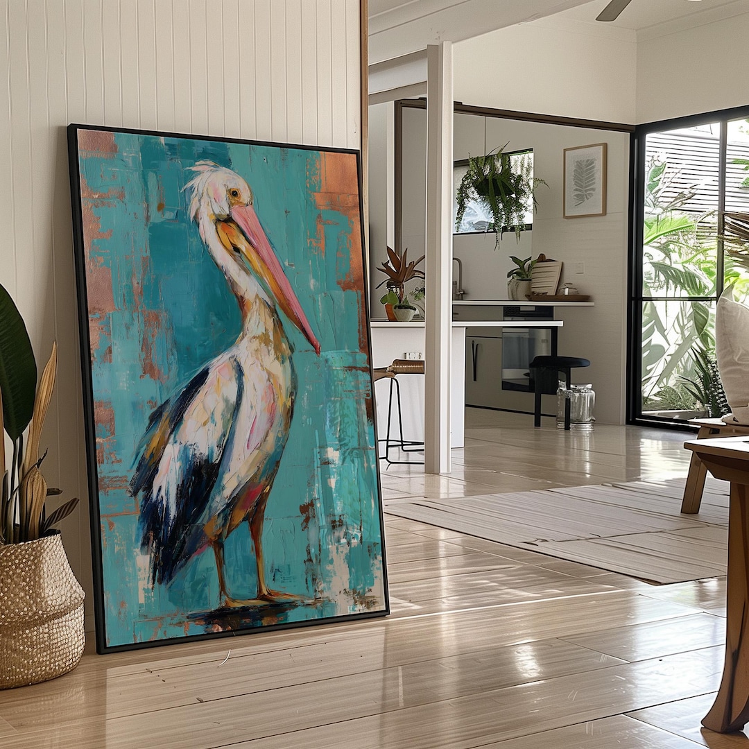 Colorful Pelican Abstract Coastal Wall Art - Etsy