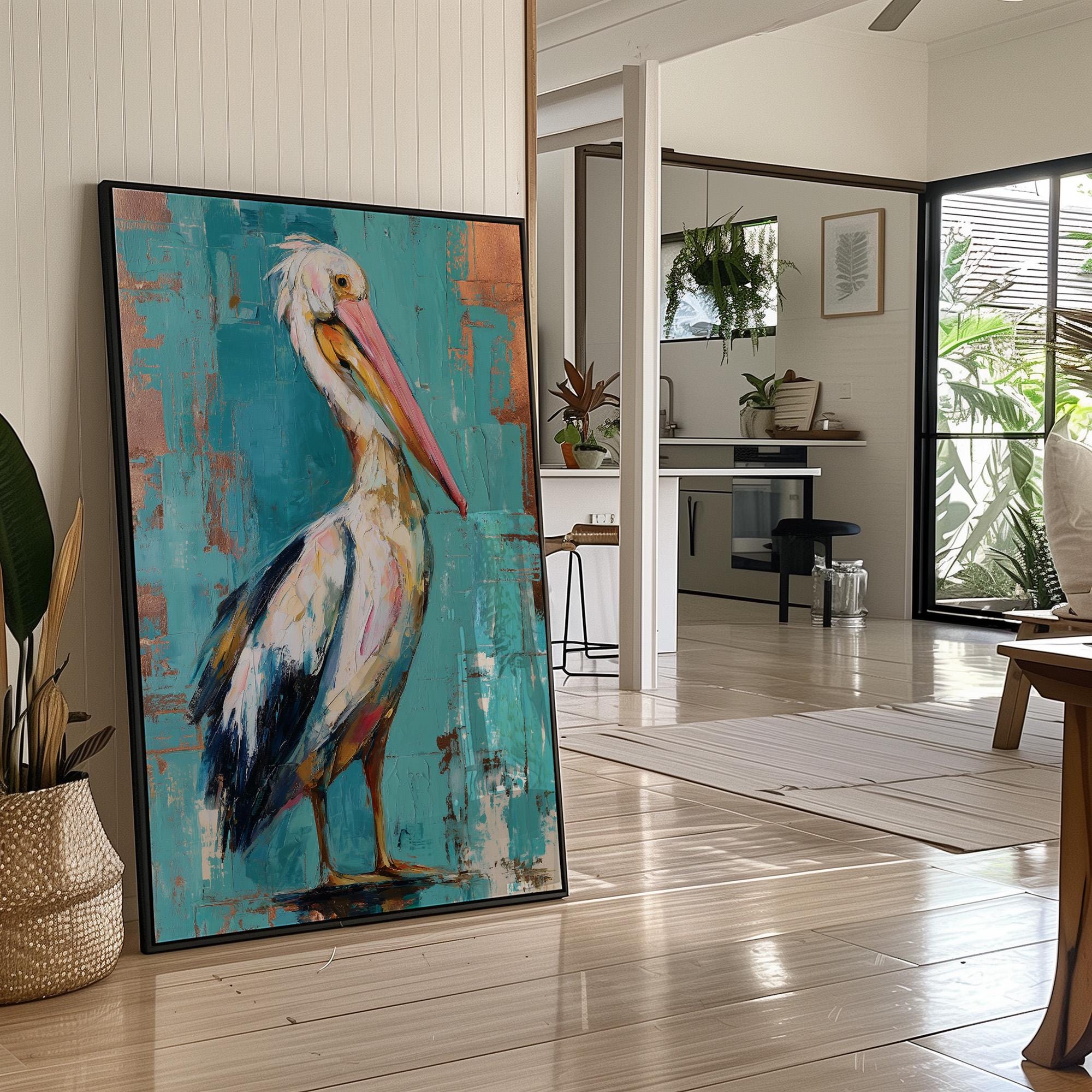 Colorful Pelican Abstract Coastal Wall Art - Etsy