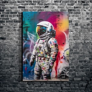 Banksy Inspiriert Graffiti Astronaut Leinwand Kunst, Astronaut Kunst, Leinwand Wand Kunst, Weltraum, Weltall Poster, Original Kunstwerk, Astronaut Leinwand
