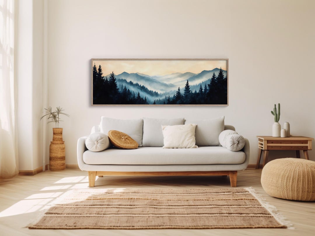 Misty Mountain Sunrise Canvas Wall Art – Panoramic Forest Landscape ...