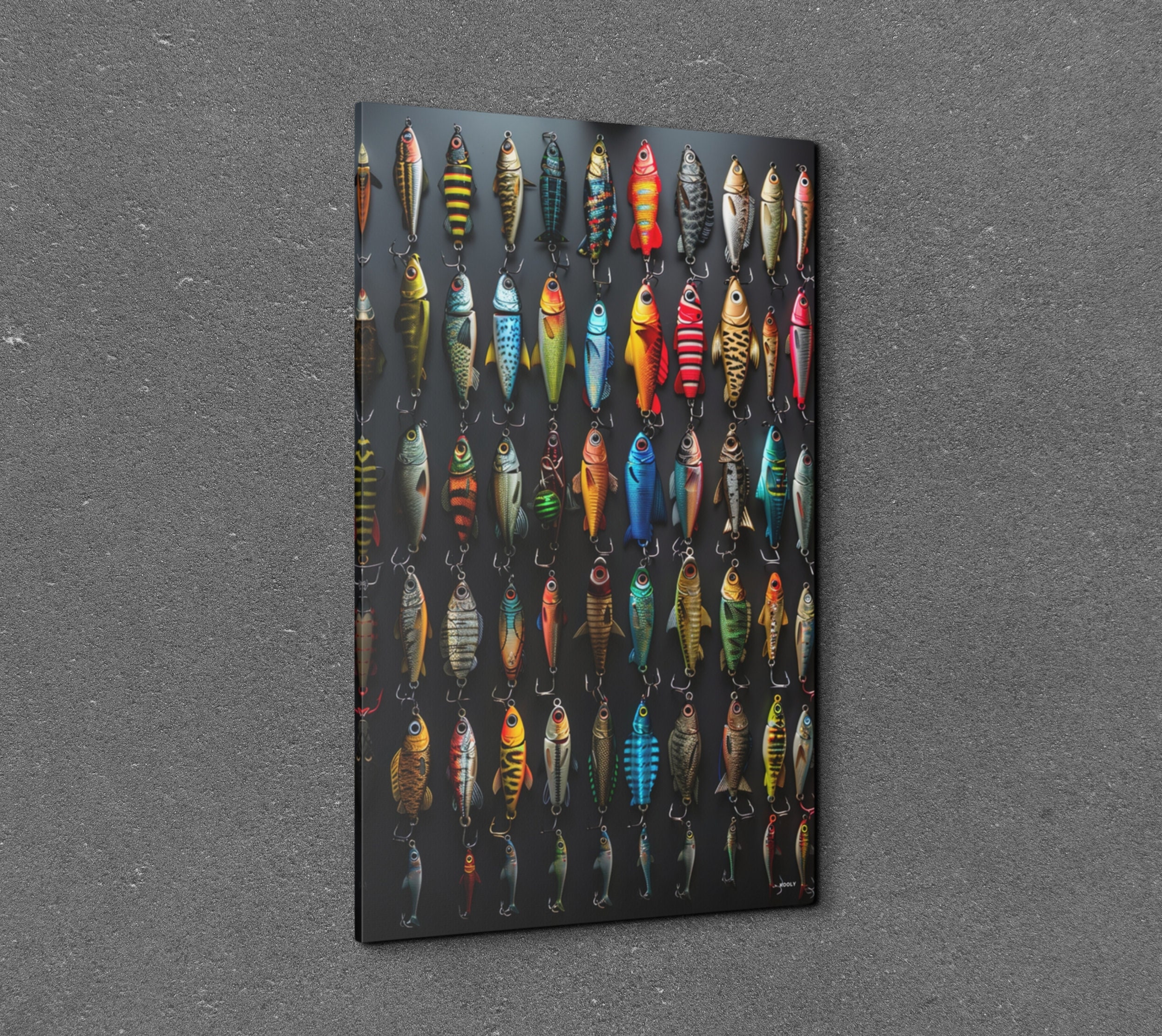 Fishing Lures Canvas Wall Art Print, Fishing Decor Canvas, Man Cave Art