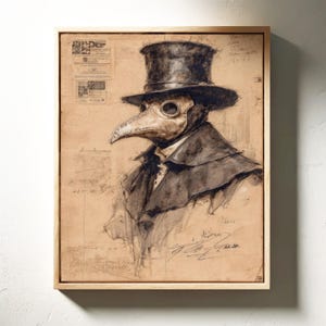 Vintage Plague Doctor Illustration | Gothic Medical History Art